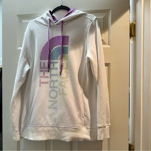 The North Face White Hoodie with Multicolor Logo